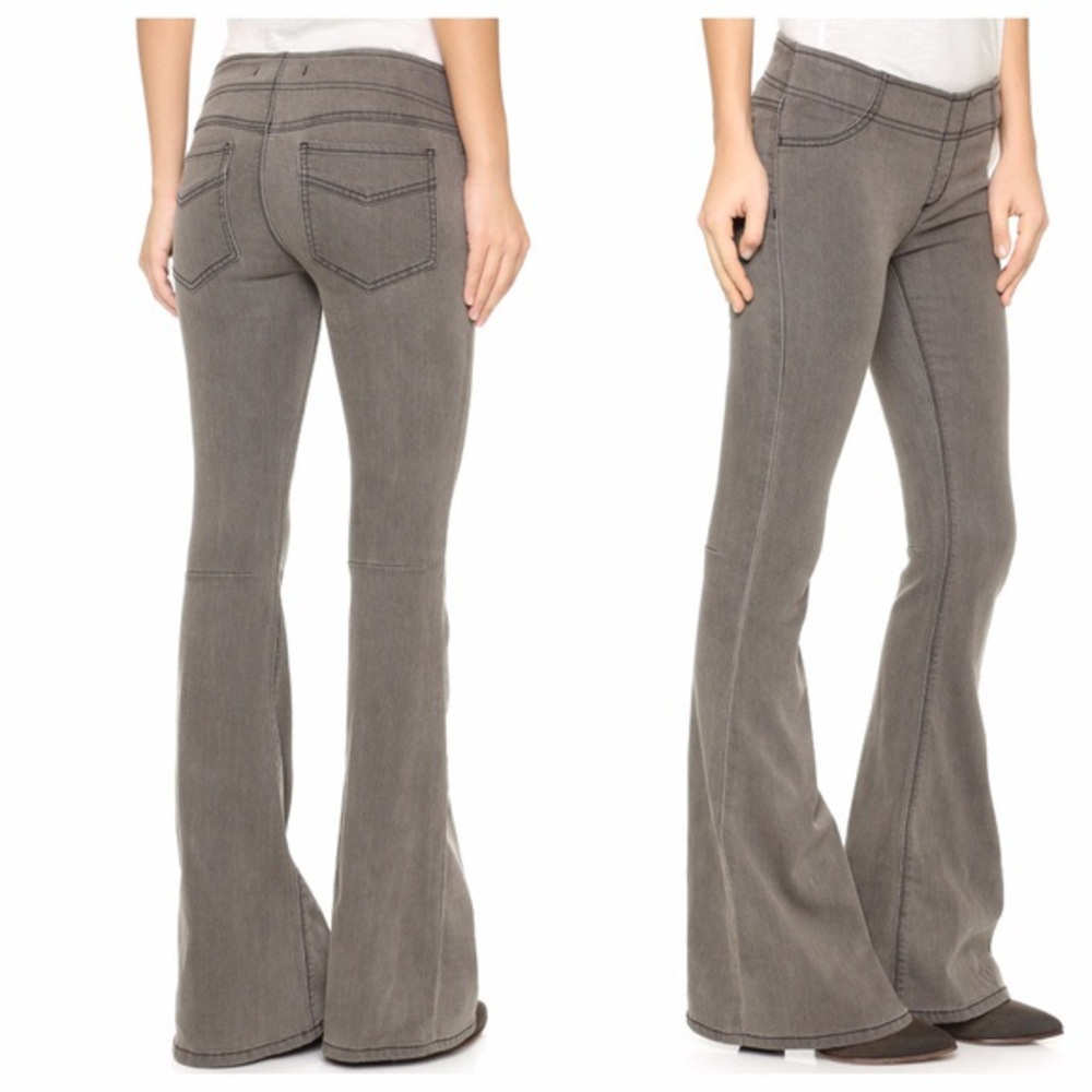 Free People gray pull on flare jeans